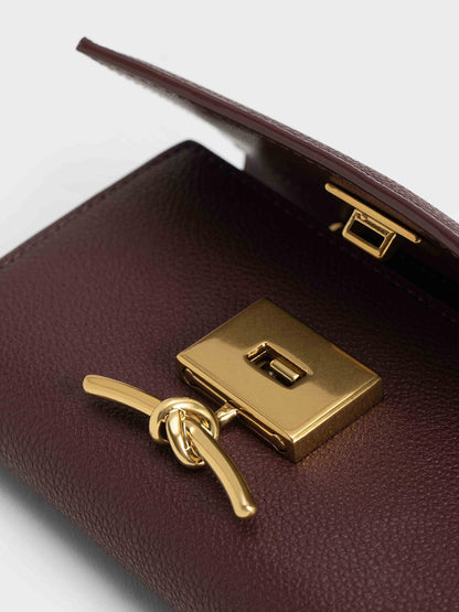 CHARLES & KEITH Signature | Huxley Metallic-Knot Wallet - Dark Chocolate