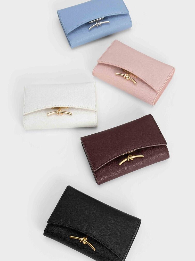 CHARLES & KEITH Signature | Huxley Metallic-Knot Wallet - Dark Chocolate