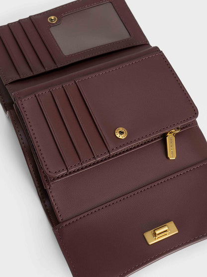CHARLES & KEITH Signature | Huxley Metallic-Knot Wallet - Dark Chocolate
