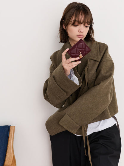 CHARLES & KEITH Everyday | Arrietty Quilted Curved-Flap Wallet - Wineberry Red