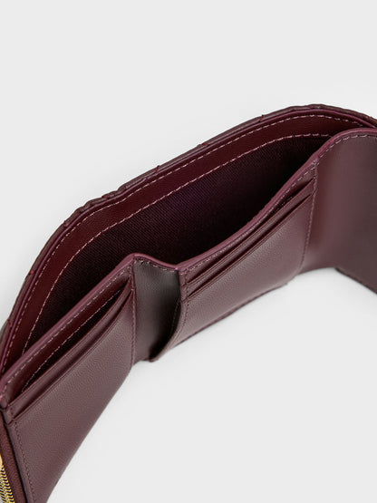 CHARLES & KEITH Everyday | Arrietty Quilted Curved-Flap Wallet - Wineberry Red