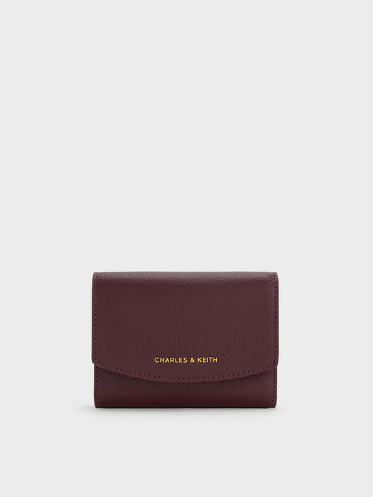 CHARLES & KEITH Deals | Briony Curved Flap Wallet - Wineberry Red
