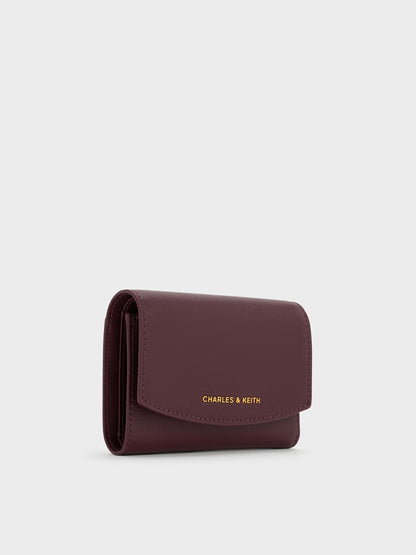 CHARLES & KEITH Deals | Briony Curved Flap Wallet - Wineberry Red