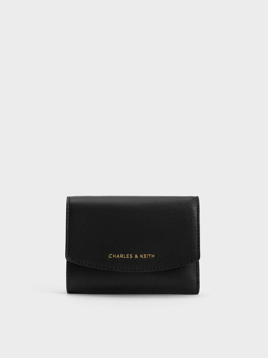 CHARLES & KEITH Exclusive | Briony Curved Flap Wallet - Black