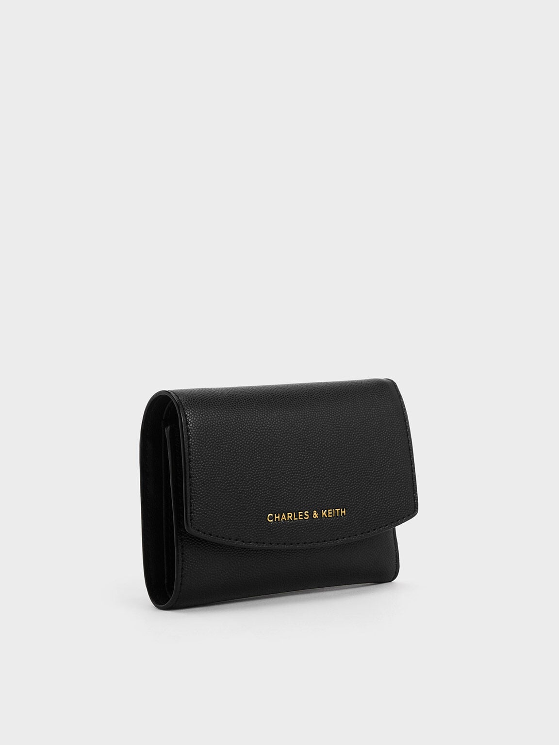 CHARLES & KEITH Exclusive | Briony Curved Flap Wallet - Black