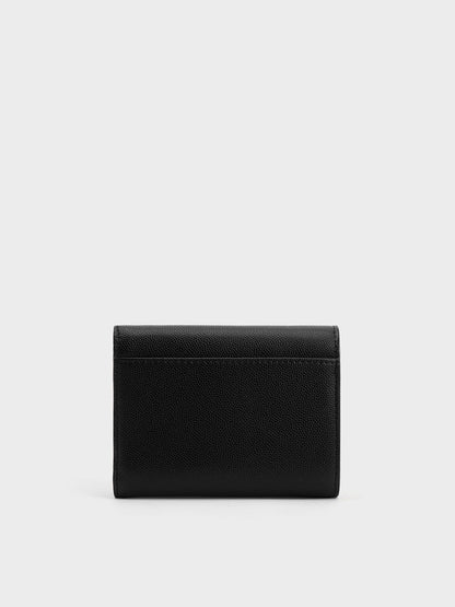 CHARLES & KEITH Exclusive | Briony Curved Flap Wallet - Black