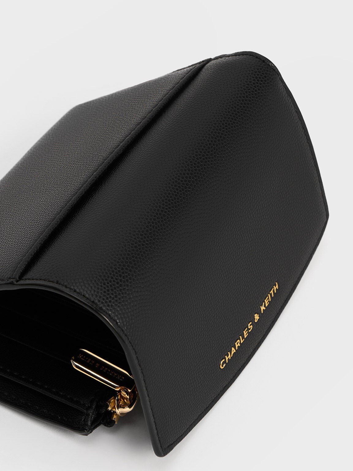 CHARLES & KEITH Exclusive | Briony Curved Flap Wallet - Black