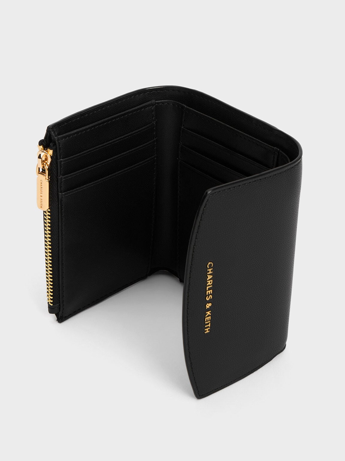 CHARLES & KEITH Exclusive | Briony Curved Flap Wallet - Black