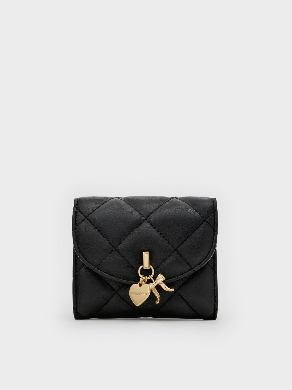 CHARLES & KEITH Special Offer | Arrietty Quilted Curved-Flap Wallet - Black
