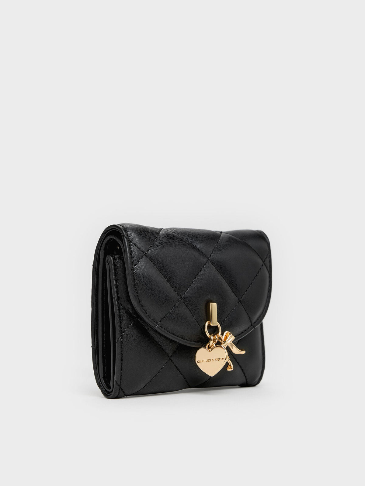 CHARLES & KEITH Special Offer | Arrietty Quilted Curved-Flap Wallet - Black