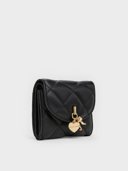CHARLES & KEITH Special Offer | Arrietty Quilted Curved-Flap Wallet - Black