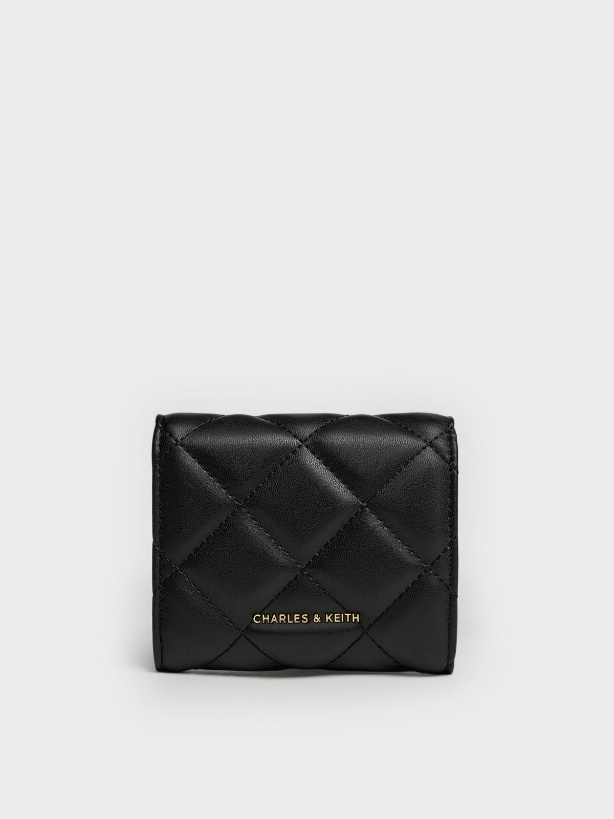 CHARLES & KEITH Special Offer | Arrietty Quilted Curved-Flap Wallet - Black