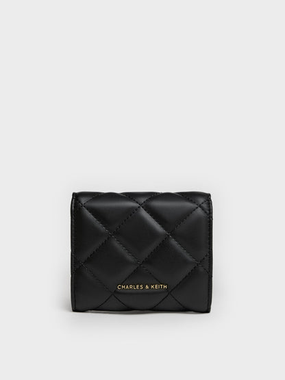 CHARLES & KEITH Special Offer | Arrietty Quilted Curved-Flap Wallet - Black