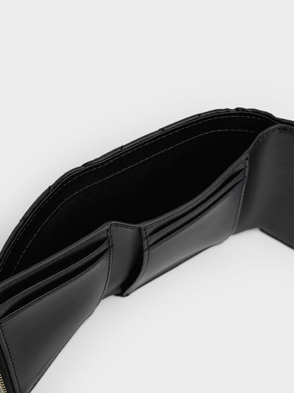CHARLES & KEITH Special Offer | Arrietty Quilted Curved-Flap Wallet - Black