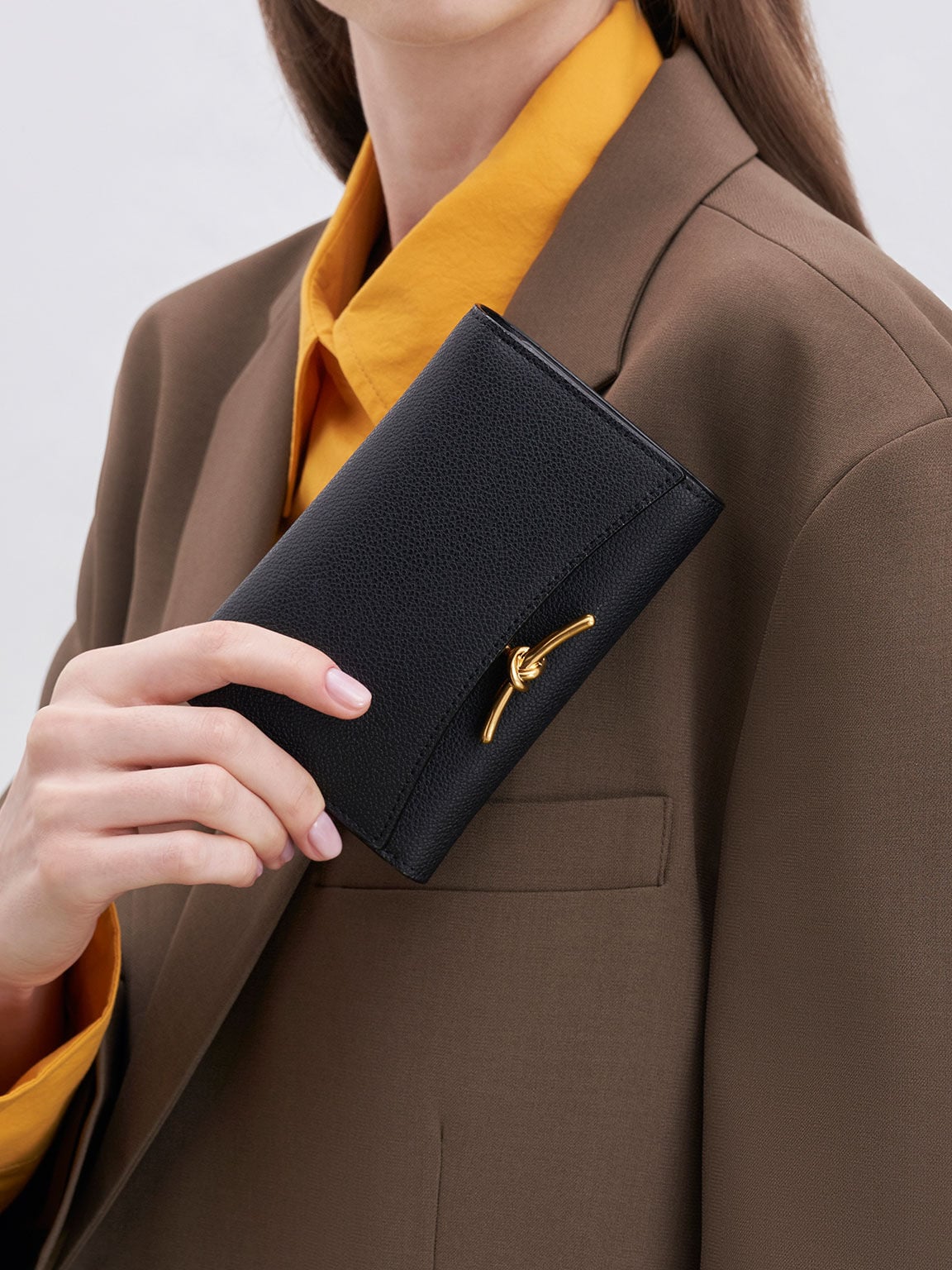 CHARLES & KEITH Deals | Huxley Metallic-Knot Wallet - Black