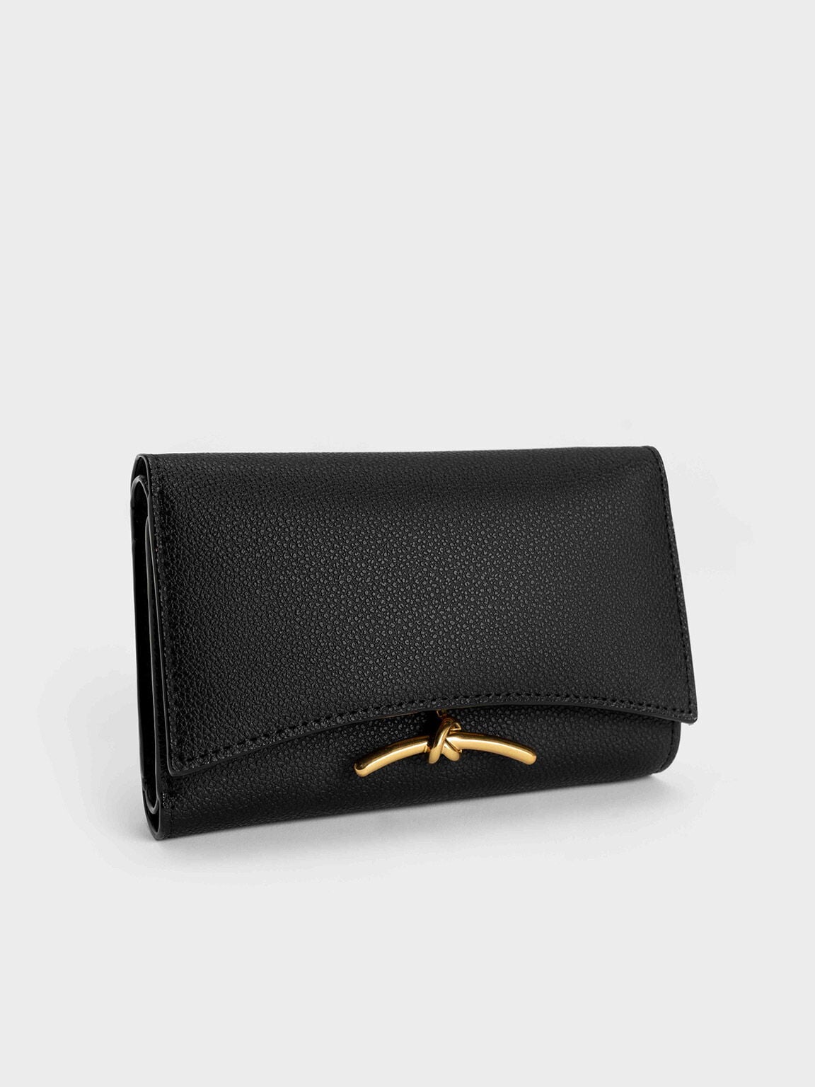 CHARLES & KEITH Deals | Huxley Metallic-Knot Wallet - Black