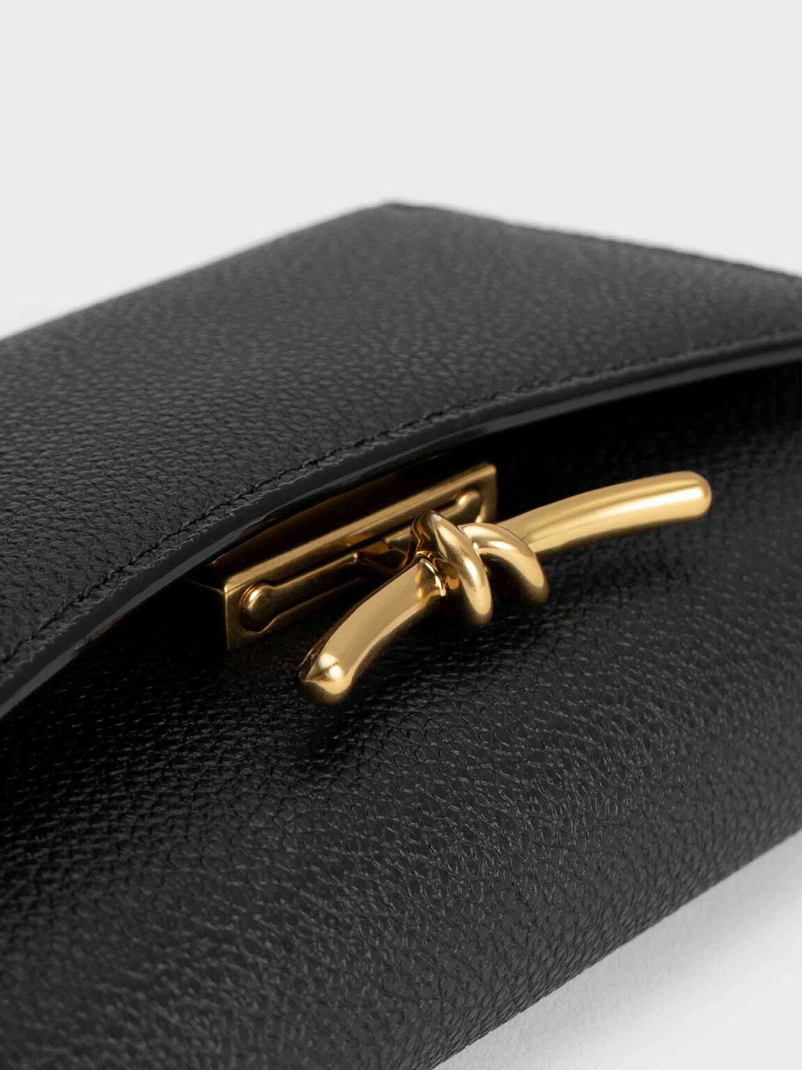 CHARLES & KEITH Deals | Huxley Metallic-Knot Wallet - Black
