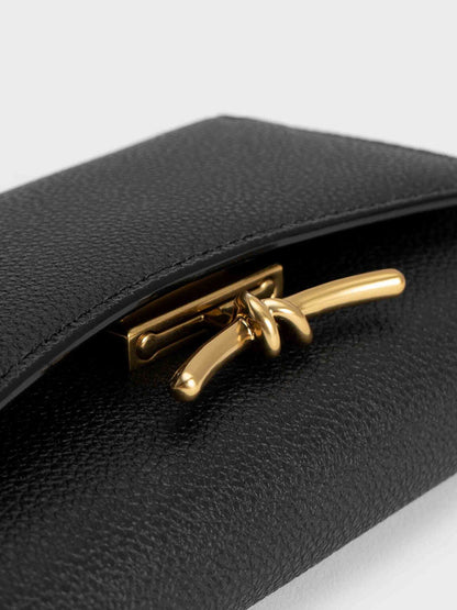 CHARLES & KEITH Deals | Huxley Metallic-Knot Wallet - Black