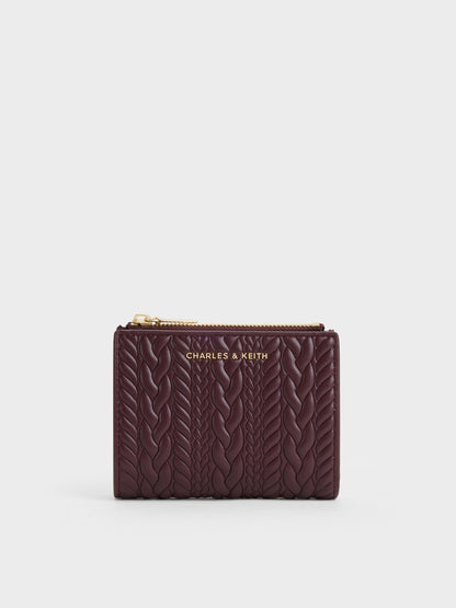 CHARLES & KEITH Trusted | Apolline Textured Top-Zip Wallet - Wineberry Red