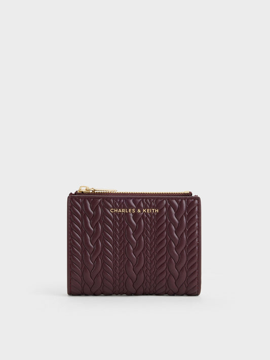 CHARLES & KEITH Trusted | Apolline Textured Top-Zip Wallet - Wineberry Red