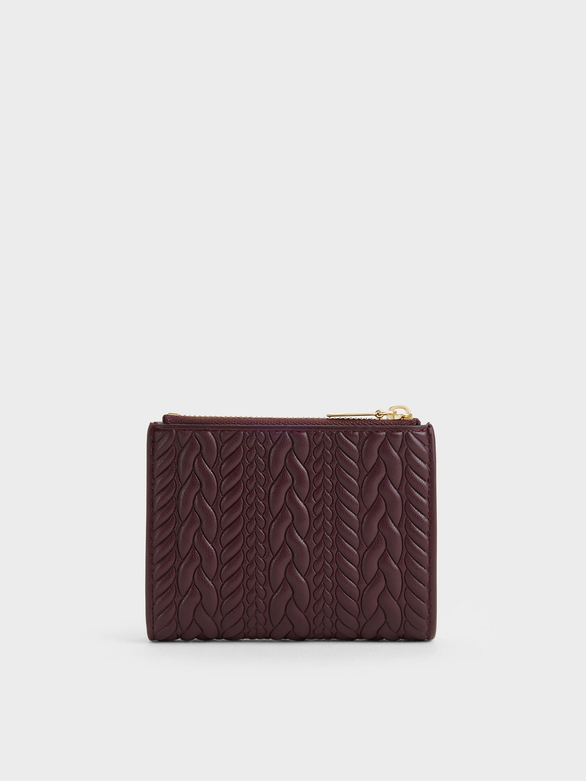 CHARLES & KEITH Trusted | Apolline Textured Top-Zip Wallet - Wineberry Red