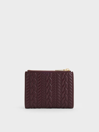 CHARLES & KEITH Trusted | Apolline Textured Top-Zip Wallet - Wineberry Red