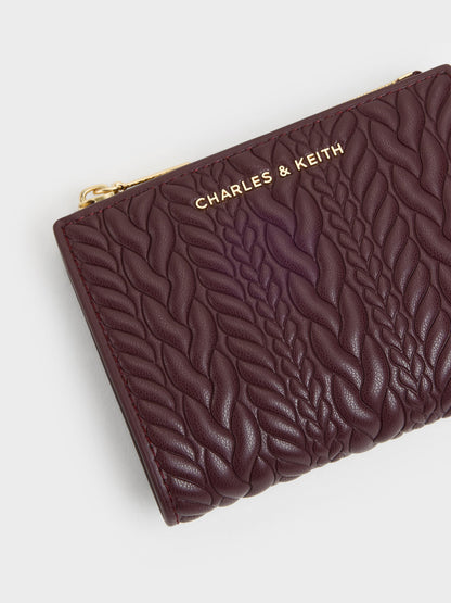 CHARLES & KEITH Trusted | Apolline Textured Top-Zip Wallet - Wineberry Red