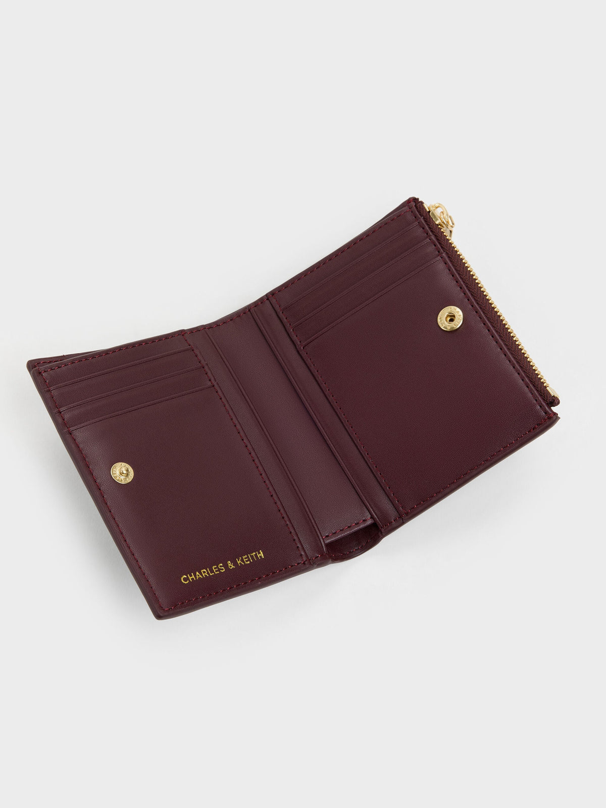 CHARLES & KEITH Trusted | Apolline Textured Top-Zip Wallet - Wineberry Red