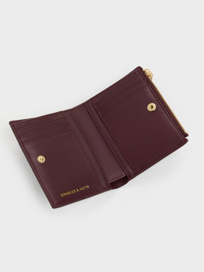 CHARLES & KEITH Trusted | Apolline Textured Top-Zip Wallet - Wineberry Red