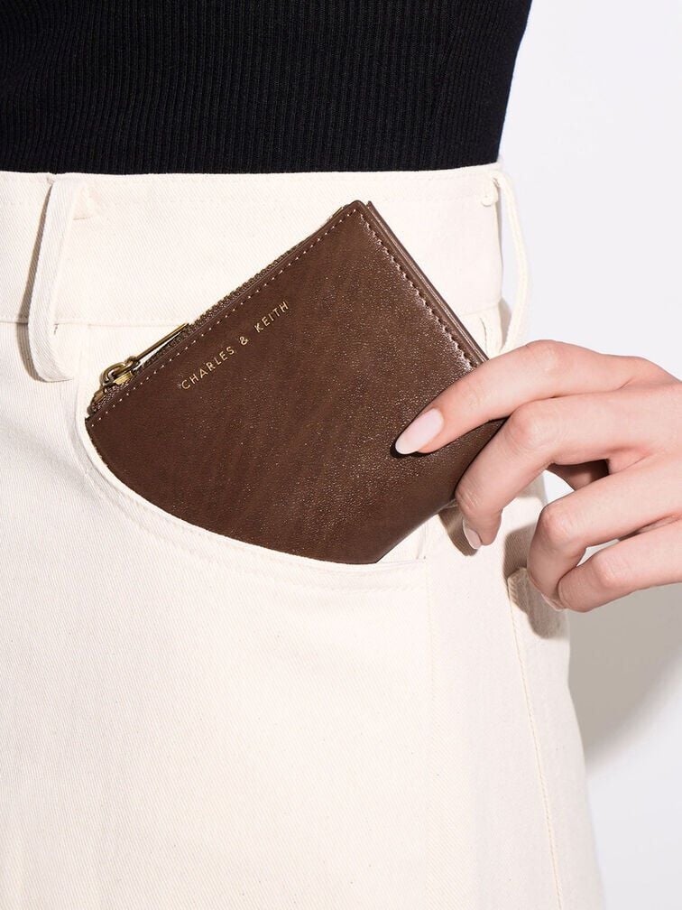 CHARLES & KEITH Value | Harmonee Top-Zip Small Wallet - Chocolate