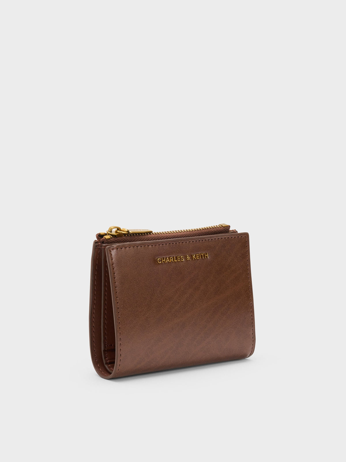 CHARLES & KEITH Value | Harmonee Top-Zip Small Wallet - Chocolate