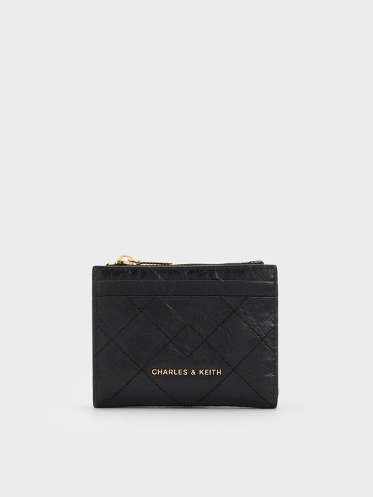 CHARLES & KEITH Premium | Duo Quilted Small Wallet - Black