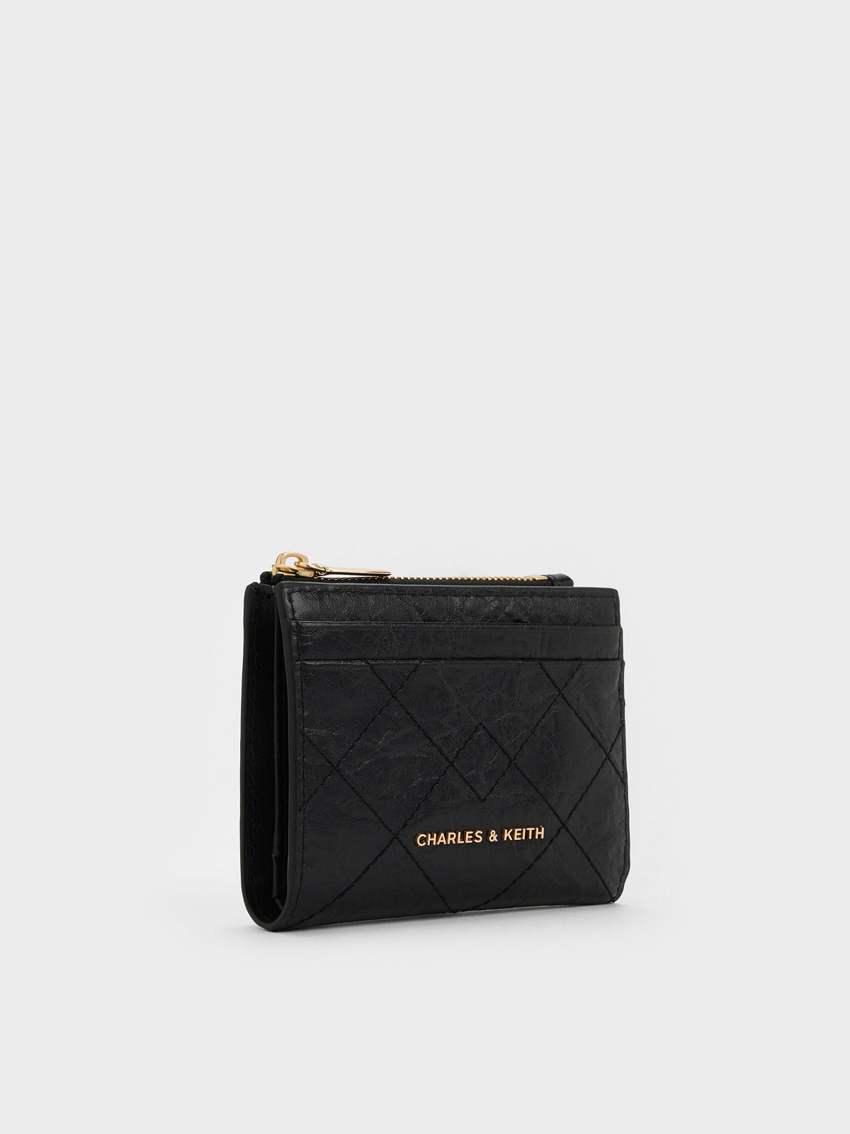 CHARLES & KEITH Premium | Duo Quilted Small Wallet - Black