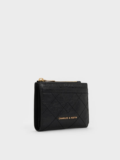 CHARLES & KEITH Premium | Duo Quilted Small Wallet - Black
