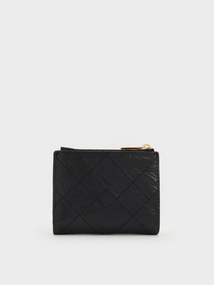CHARLES & KEITH Premium | Duo Quilted Small Wallet - Black