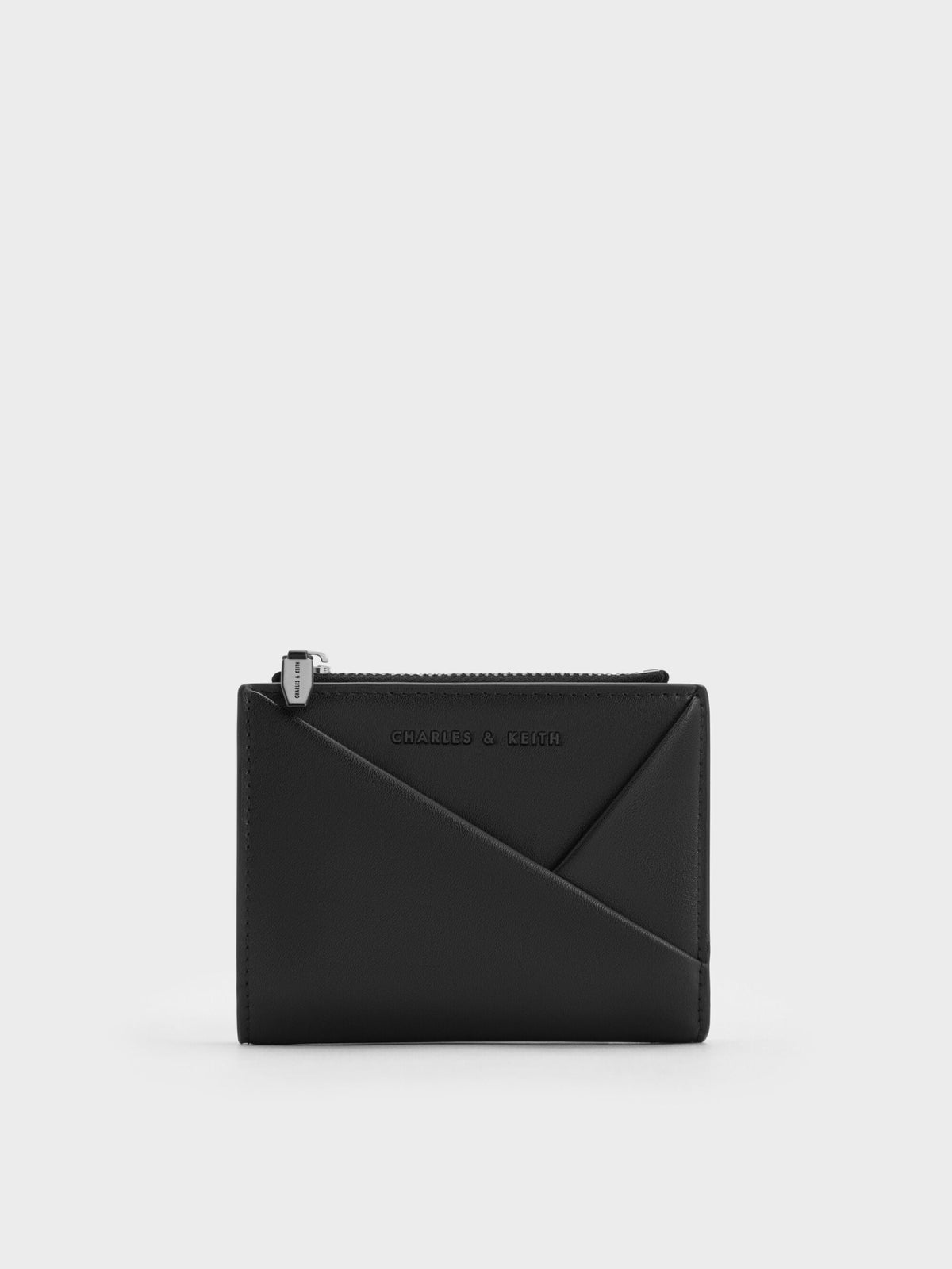 CHARLES & KEITH Premium | Midori Geometric Top-Zip Wallet - Noir