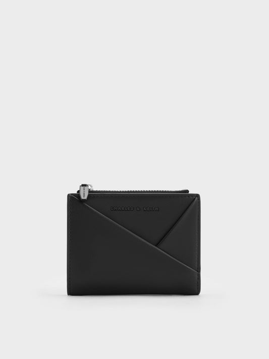 CHARLES & KEITH Premium | Midori Geometric Top-Zip Wallet - Noir