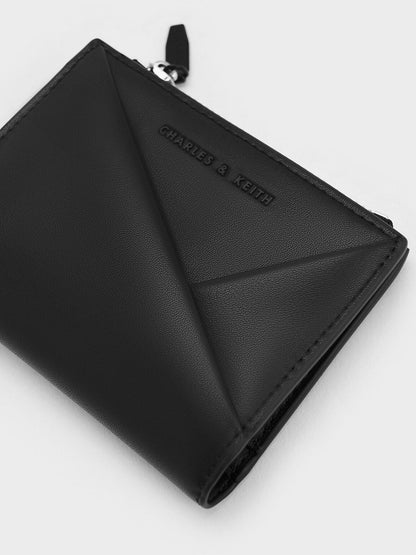 CHARLES & KEITH Premium | Midori Geometric Top-Zip Wallet - Noir