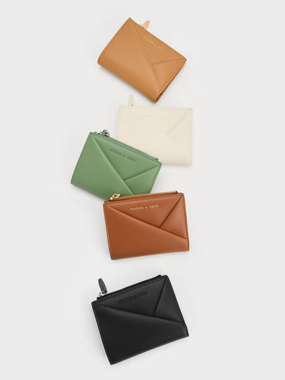 CHARLES & KEITH Premium | Midori Geometric Top-Zip Wallet - Noir