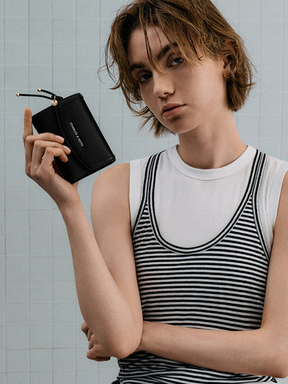 CHARLES & KEITH Value | Haylen Front-Flap Small Wallet - Black