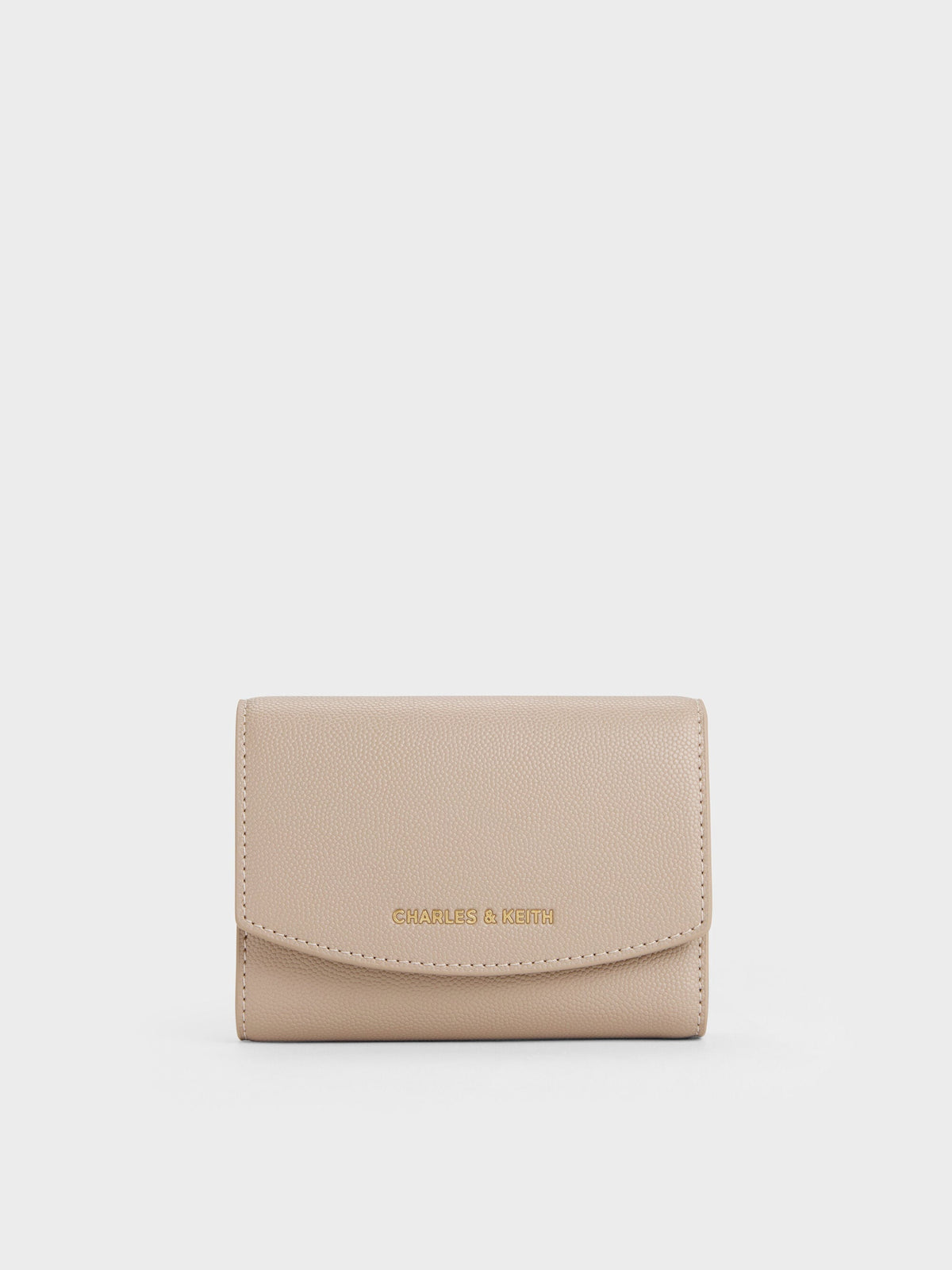 CHARLES & KEITH Everyday | Briony Curved Flap Wallet - Taupe