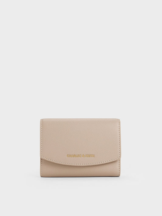 CHARLES & KEITH Everyday | Briony Curved Flap Wallet - Taupe