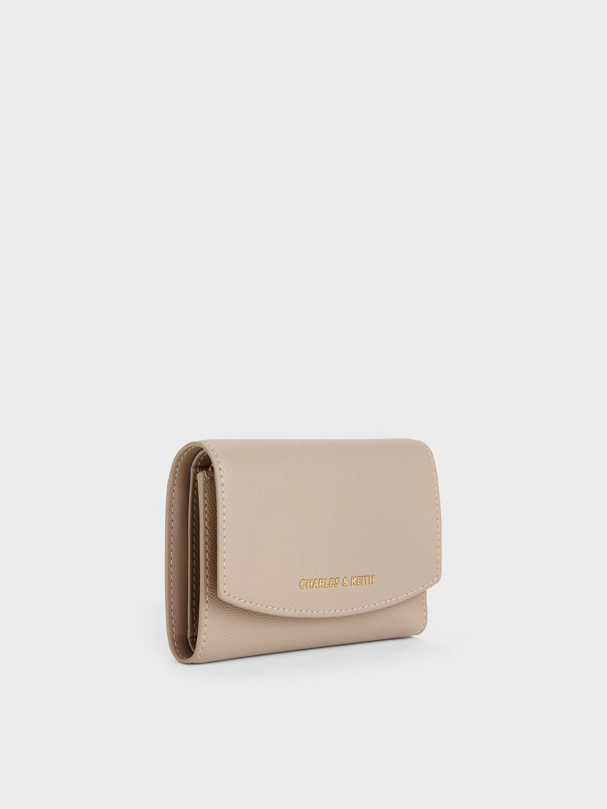 CHARLES & KEITH Everyday | Briony Curved Flap Wallet - Taupe