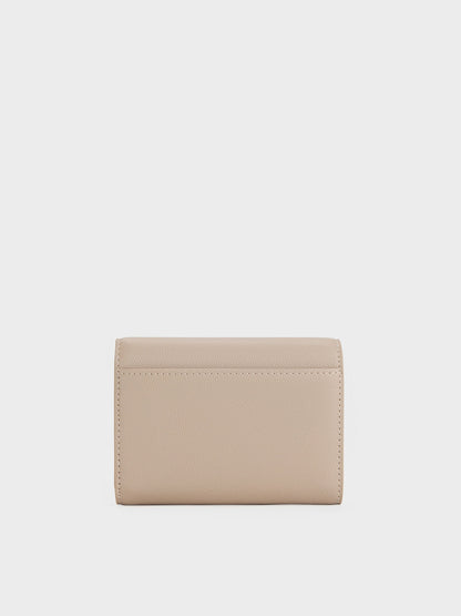 CHARLES & KEITH Everyday | Briony Curved Flap Wallet - Taupe