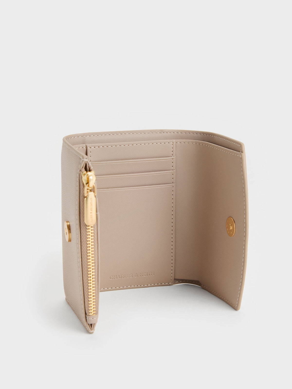 CHARLES & KEITH Everyday | Briony Curved Flap Wallet - Taupe