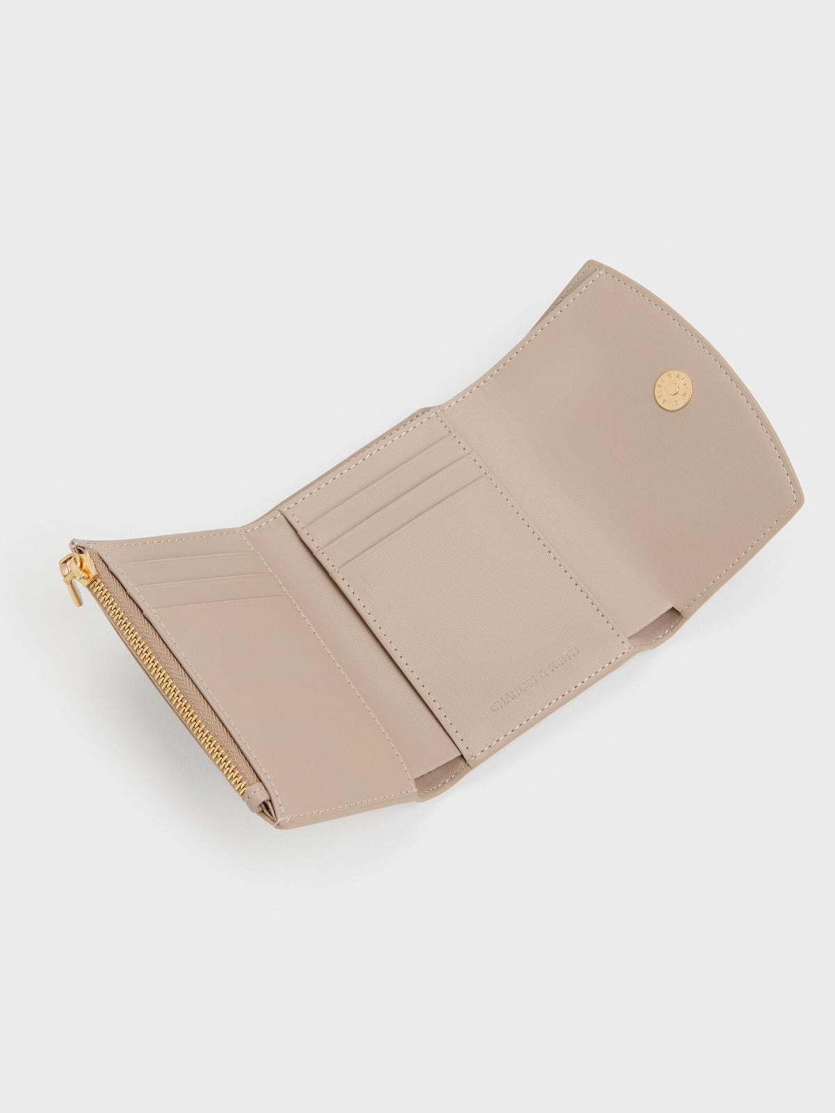 CHARLES & KEITH Everyday | Briony Curved Flap Wallet - Taupe