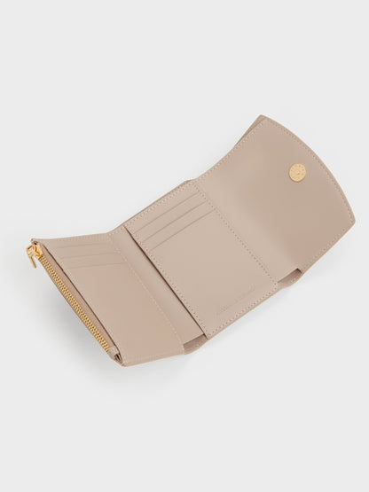 CHARLES & KEITH Everyday | Briony Curved Flap Wallet - Taupe