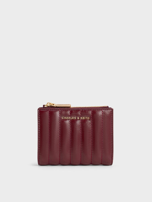 CHARLES & KEITH Trusted | Donna Panelled Top-Zip Wallet - Burgundy