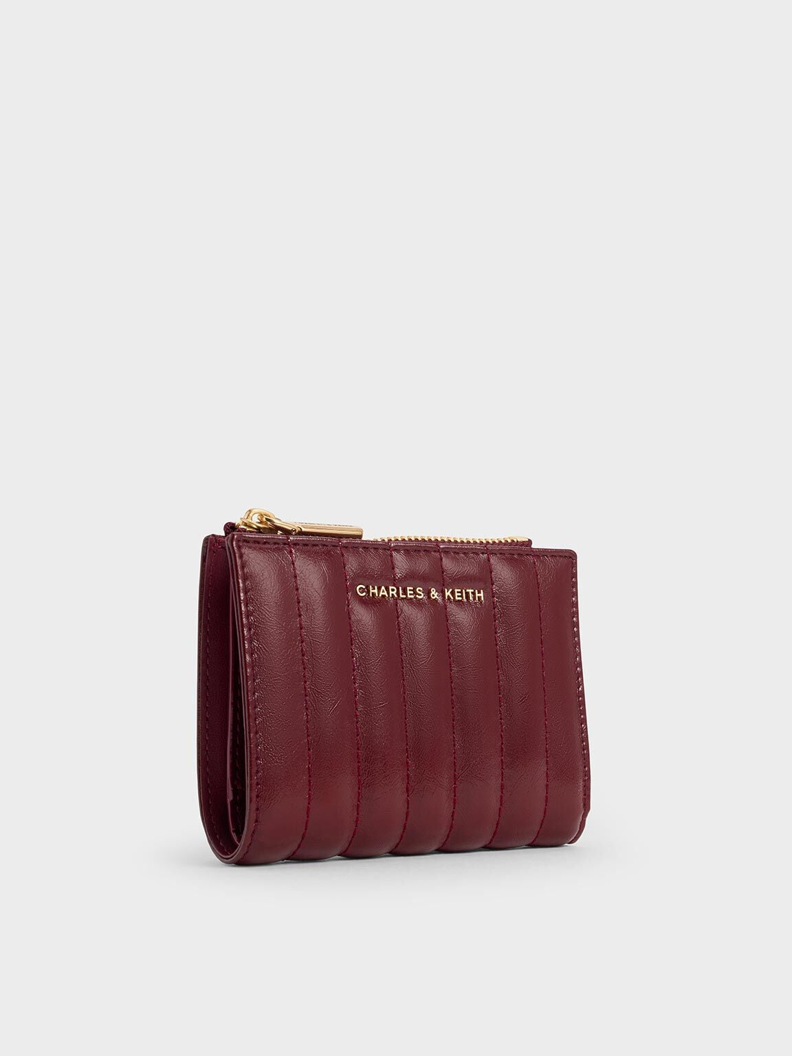 CHARLES & KEITH Trusted | Donna Panelled Top-Zip Wallet - Burgundy