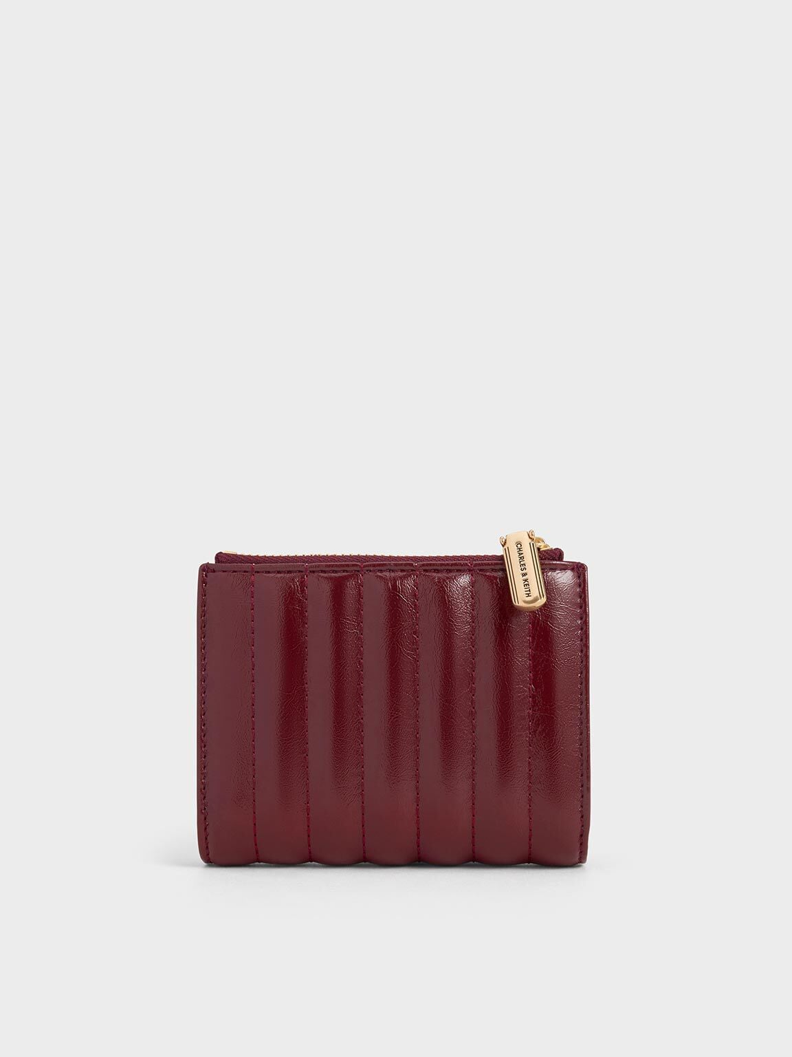 CHARLES & KEITH Trusted | Donna Panelled Top-Zip Wallet - Burgundy